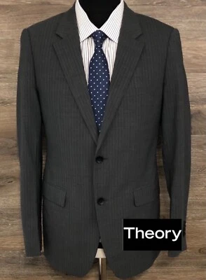 THEORY Men's Gray Wool Spandex Pinstripe Two-Button Blazer Sport Coat Jacket 36R - Image 1 of 4