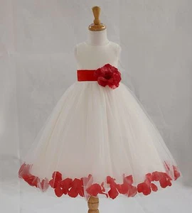 ROSE PETALS Flower Girl Dress Wedding Bridesmaid Birthday Pageant Formal Toddler - Picture 1 of 26