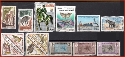 Mauritania Assorted 13 Stamps 9 Different Cover