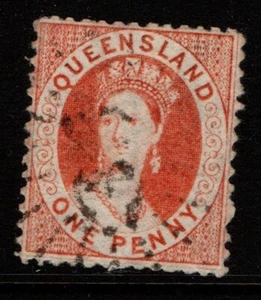 Queensland 1868 1874 Queen Victoria 1d One Penny orange perf 13 SG59 Used - Picture 1 of 1