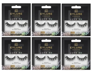 6 PACK EYLURE LUXE 3D FAUX MINK HEART FALSE EYE LASHES WITH ADHESIVE - BLACK - Picture 1 of 1