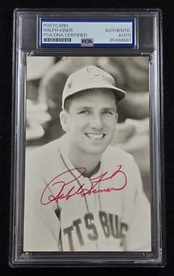 RALPH KINER Signed Real Photo Postcard-HOF-PITTSBURGH PIRATES-PSA - Image 1 of 4