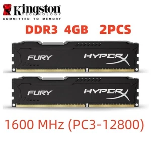 HyperX FURY DDR3 8GB 2x 4GB 1600 MHz PC3-12800 Desktop RAM Memory DIMM 2PCS 4GB - Picture 1 of 7