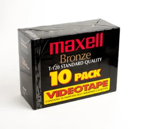 Maxell T-120 Bronze 10 Pack Blank Video Cassettes VHS Tapes NEW Factory Sealed - Picture 1 of 3