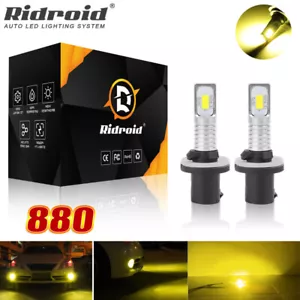 2pcs 880 899 LED Fog Light DRL Bulbs 80W 8000LM High Power 3000K Golden Yellow - Picture 1 of 12