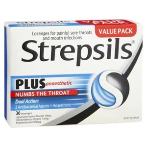Strepsils Plus Numbing Lozenges 36pk Sore Throat Pain Relief - Picture 1 of 1