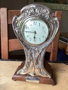 Silver Hallmarked Art Nouveau Clock Circa 1909 Beautiful Looking Clock - Picture 1 of 15