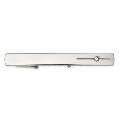 Stainless Steel & Crystal Tie Bar Clip, 6 x 56mm - Image 1 of 4