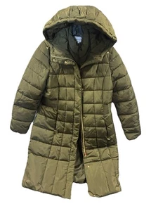 Liz Claiborne Green Quilted Puffer Jacket Midi Double Lined Zipper Womens Large! - Picture 1 of 23