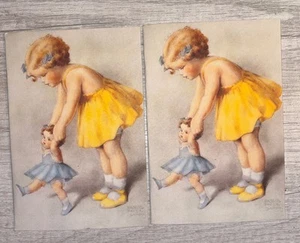 Vintage 2 Frameable Sachet Greeting Cards Bessie Pease Gutmann - Picture 1 of 5