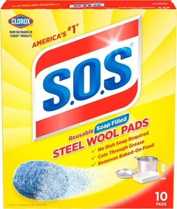 S.O.S Steel Wool Soap Pads, 10 Count Blue - Picture 1 of 11
