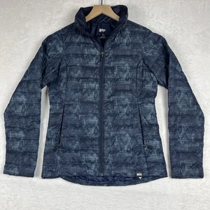 REI Co Op 650 Daunenjacke Damen klein blau gemustert Puffer Outdoor Full Zip - Bild 1 von 10