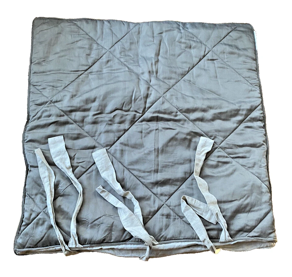 Pottery Barn Almohada Acolchada Falsa Gris Taupe 26x26” Seda Algodón Corbatas Cubierta Euro Foto 1 de 4