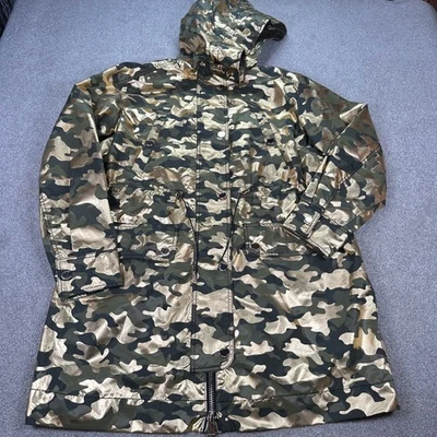 Chaqueta con Capucha Michael Kors Oro Camuflaje Anorak Mujer Pequeña Nueva Foto 1 de 4