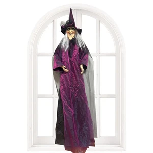 Halloween Witch Decorations Creepy Sound & Glowing Eyes Haunted House Props - Picture 1 of 12