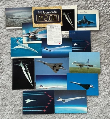 Concorde British Airways Postcards (15) Schedule 1985/86 Machmeter Air France  - Image 1 of 4