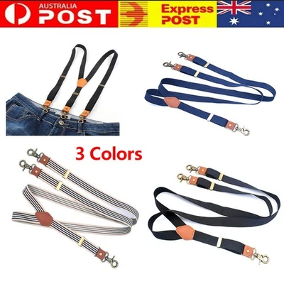 Men Stripe Suspenders Hanging Pants Clip Adjustable Braces Y-Back Braces Straps - image 1 of 4