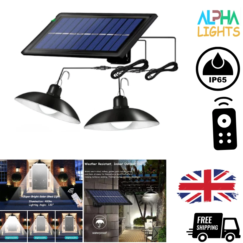 23 LED Solar Shed Light Pendant IP65 Waterproof Remote Control Indoor Outdoor - Image 1 of 1