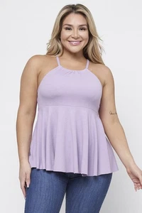 Womens Plus Size Lilac Peplum Tank Top Racerback 1XL - Picture 1 of 3