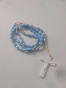 VTG Plastic Beads Prayer Crucifix Catholic Religious Rosary Italy  - Picture 1 of 2