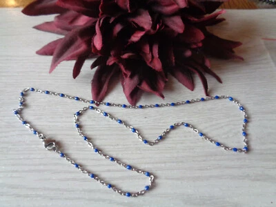 Einfache silber/blau  Kette  - Bild 1 von 2