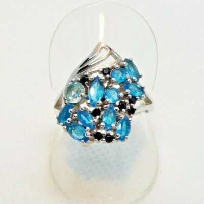 Top Neon Apatit Spinell Ring 925 Silber 585 Weißgold vergoldet 18,1 mm 57 - Bild 1 von 4