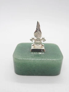 Firefighter Paperweight In 925 Silver On Aventurine - Firefighters Symbol - Picture 1 of 6