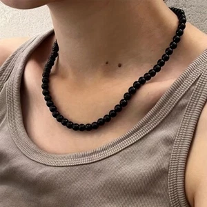 Collar de cuentas de obsidiana de 4/6/8 mm unisex curación chakra triple protección collar - Imagen 1 de 8