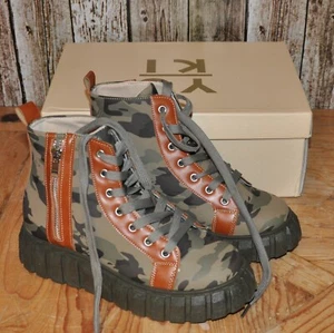 NIB Yoki Camo Boots Unisex Lace Up Military Style SOL-O5 Women's Size 6 Green - Picture 1 of 12