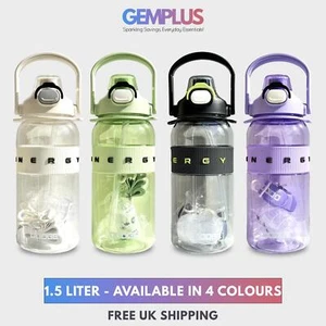 GEM+| 1.5 Liter Reusable Water Bottle with Straw BPA Leakproof Sports Gym Travel - Picture 1 of 11