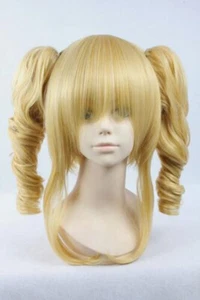 NEW blonde mixed COSPLAY WIG Ponytails Tiger clip with 2 pig tails wigs+wig cap - Picture 1 of 7