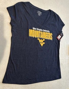 West Virginia Mountaineers V Neck Cap Sleeve T Shirt Women’s XXL Slate Navy Blue - Picture 1 of 7