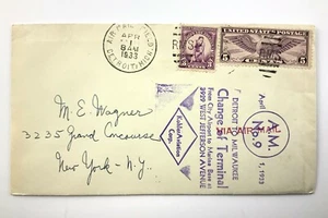 1932 US CDS FFC Detroit To Milwaukee Change Of Terminal Envelope 321C - Imagen 1 de 5