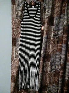 West Loop Size XL Black & White Women's Handkerchief Maxi Dress New 100% cotton  - Picture 1 of 9