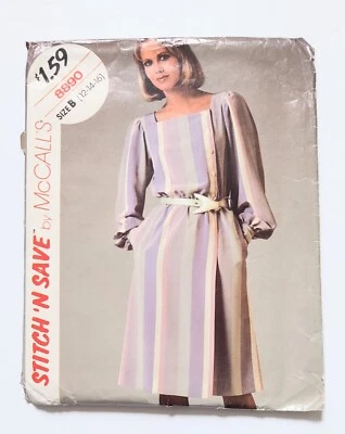 Stitch n Save by McCall's Pattern 8890 Dress Size B 12 14 16 Cut 1984 - Image 1 of 4