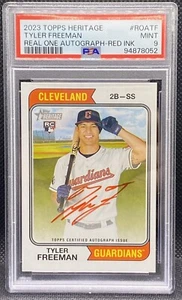 🔥 2023 Topps Heritage Tyler Freeman Real One Red Ink Auto /74 RC PSA 9 🔥 - Bild 1 von 3
