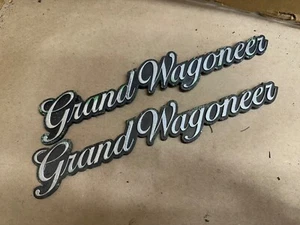 1986-1991 Jeep "Grand Wagoneer" Plastic Fender Emblem Pair OEM Factory Set FSJ - Picture 1 of 7