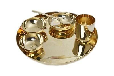 Heavy Weight Pure Brass Dinner Set |  Indian Handmade Pure Kansa | Bronze Dinner - Image 1 of 3