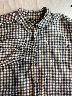 Men's The North Face Green Plaid Cotton Long Sleeve Button Down Shirt- Size 2XL - Image 1 of 4
