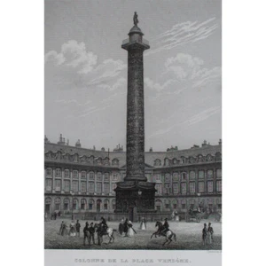 Paris Place Vendôme Vista histórica Jean Baptiste Chamouin grabado en acero 1850 - Imagen 1 de 4