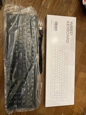 Wired Keyboard Computer Keyboard Wired PC Laptop Full Size  - Image 1 of 4