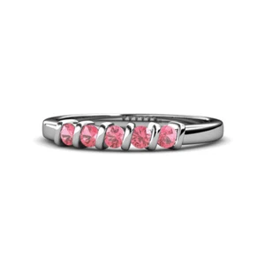 TriJewels Pink Tourmaline 5 Stone Womens Wedding Band 0.52ctw 14K Gold JP:107241 - Picture 1 of 4