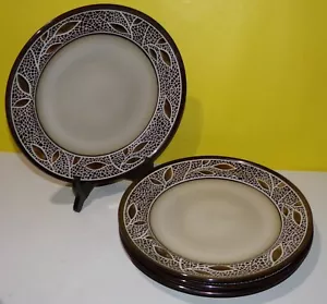 Gourmet Basics by Mikasa - Alexandria Dinner Plates - Set Of 4 - Brown Leaves - Picture 1 of 4