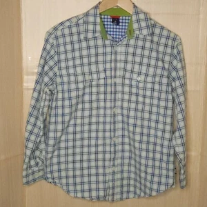 Gap Boys Blue Green Check Long Sleeve Button Down 10 - Picture 1 of 6