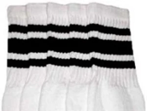 19” MID CALF WHITE tube socks with BLACK stripes style 3 (19-35) - Picture 1 of 1