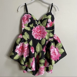 NWT ASOS Design Cami Rose Floral Printed Sweetheart Mini Dress Size 8 - Picture 1 of 12
