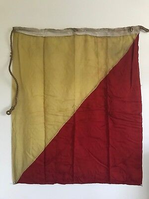 ANTIQUE LINEN RED & GOLD FLAG  36 X 42  W/  MARKING 'O' Nautical Framing Size • 256.16$
