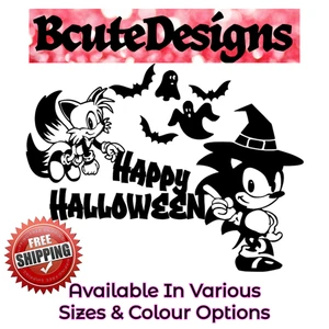 SONIC HALLOWEEN TAILS MILES GHOSTS VINYL ABZIEHBILD TRANSFER AUFKLEBER FENSTERFLEDERMÄUSE - Bild 1 von 4