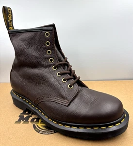 DR MARTENS BLACK 1460 DARK BROWN PASCAL VIRGINIA SOFT LEATHER BOOTS UK 8 EU 42 - Picture 1 of 5