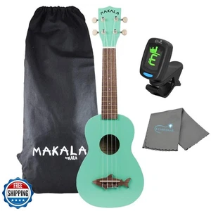 Kala Surf Green Soprano Shark Ukulele - MK-SS/GRN Bundle with a Tuner and Pol - Picture 1 of 5